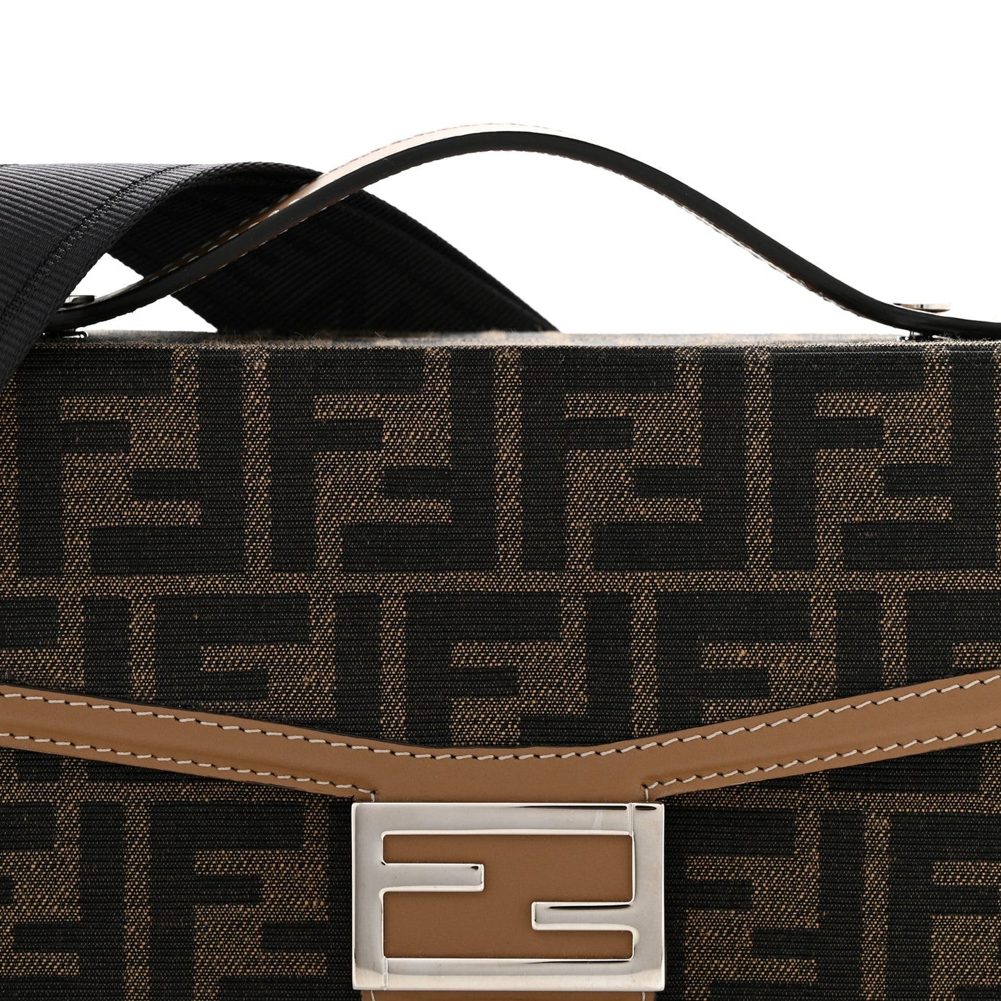 Recycled Fabric Jacquard Vitello King FF 1974 Baguette Soft Trunk Tobacco Moro Sand