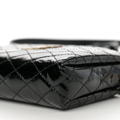 Patent Quilted Gaby Zipped Pouch Black