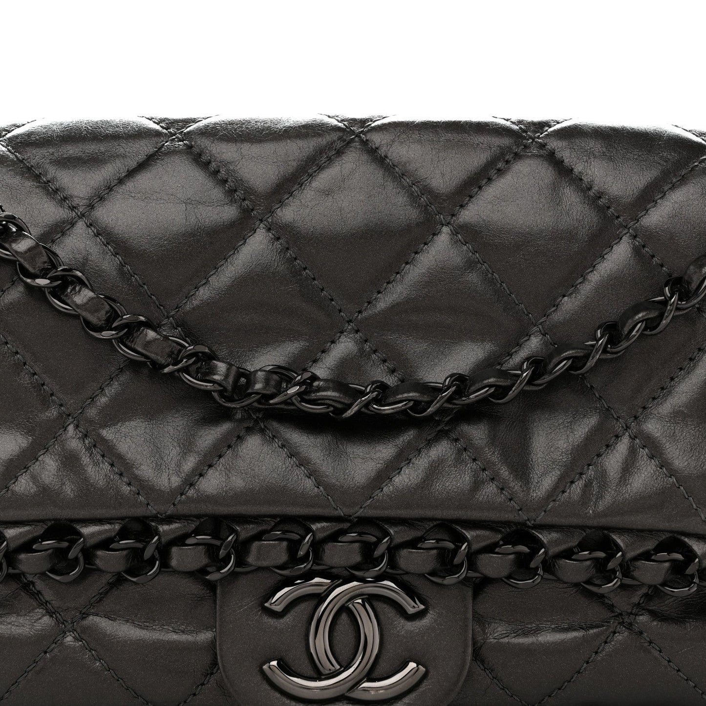 Calfskin Quilted Medium Chain Me Flap Grey