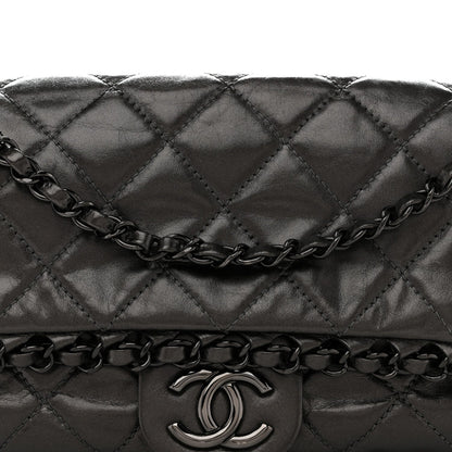 Calfskin Quilted Medium Chain Me Flap Grey