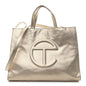 Metallic Vegan Leather Medium Shopping Bag Gold