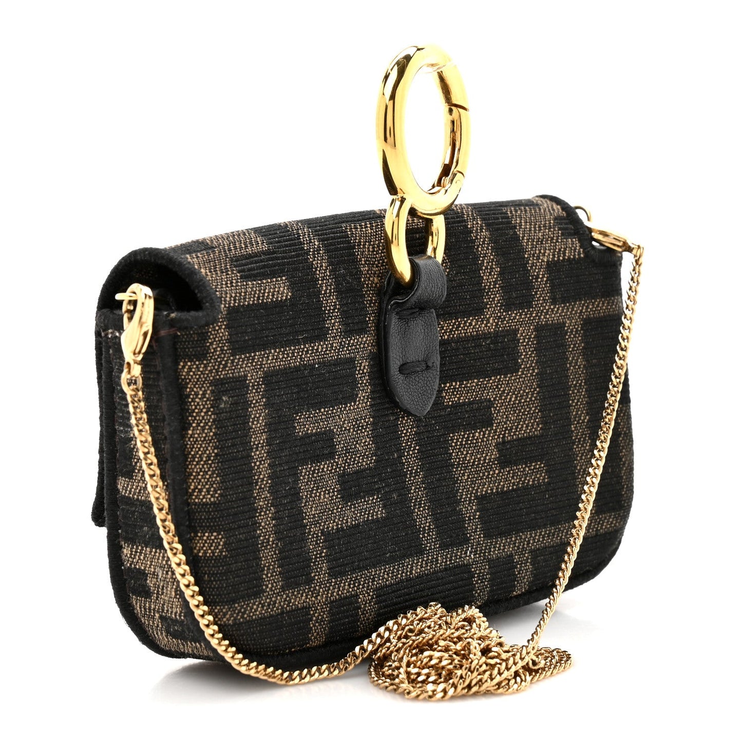 Fabric Jacquard FF 1974 Nano Baguette Charm Tobacco Moro Black