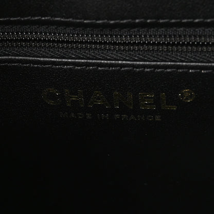 Shiny Aged Calfskin Quilted Nano Kelly Shopper Black