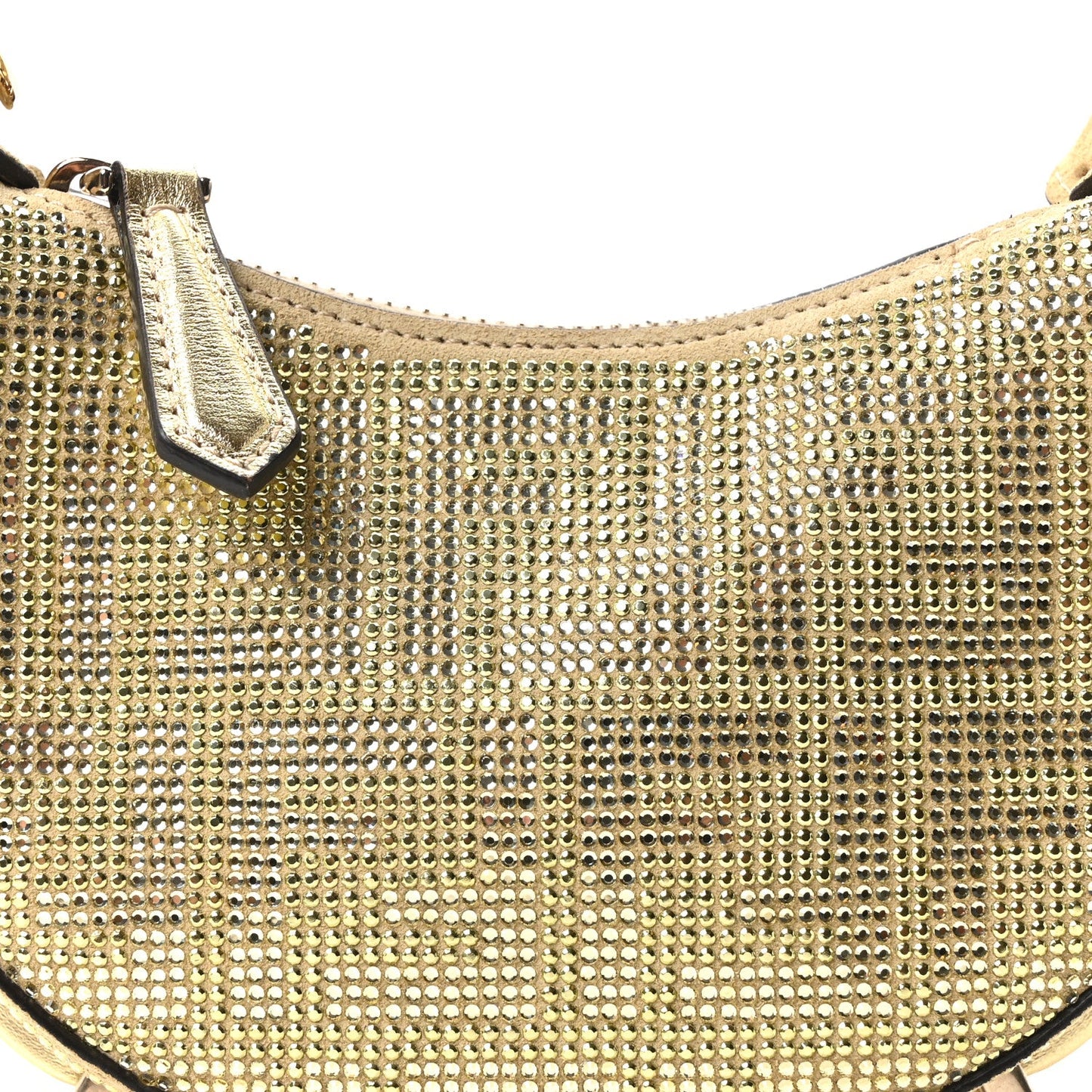 Crystal Vitello Laminato Suede FF Nano Fendigraphy Hobo Charm Platino