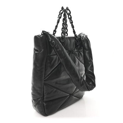 Nappa Cloud Quilted Travia Medium Tote Black