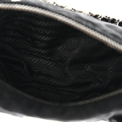 Tessuto Nylon Saffiano Impunturato Quilted Barrel Pochette Black