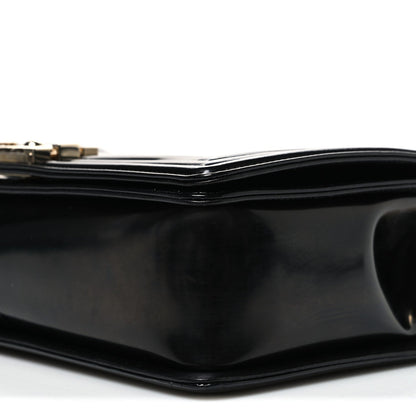 Iridescent Glazed Calfskin Quilted New Medium Boy Flap Black