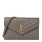 Grain De Poudre Matelasse Chevron Monogram Envelope Chain Wallet Fog