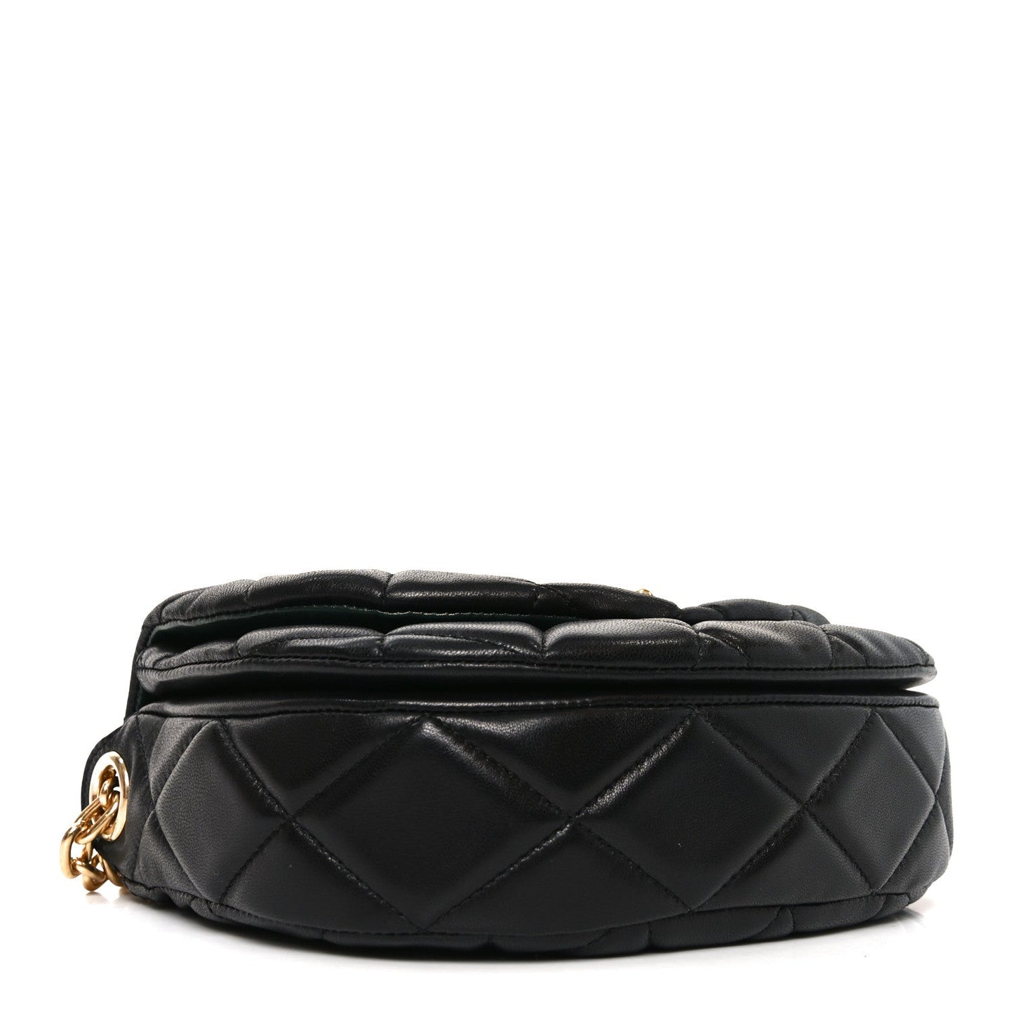 Lambskin Quilted Rocking Horse Shoulder Bag Black