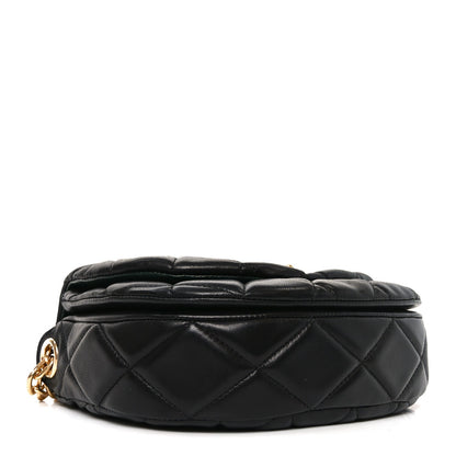 Lambskin Quilted Rocking Horse Shoulder Bag Black