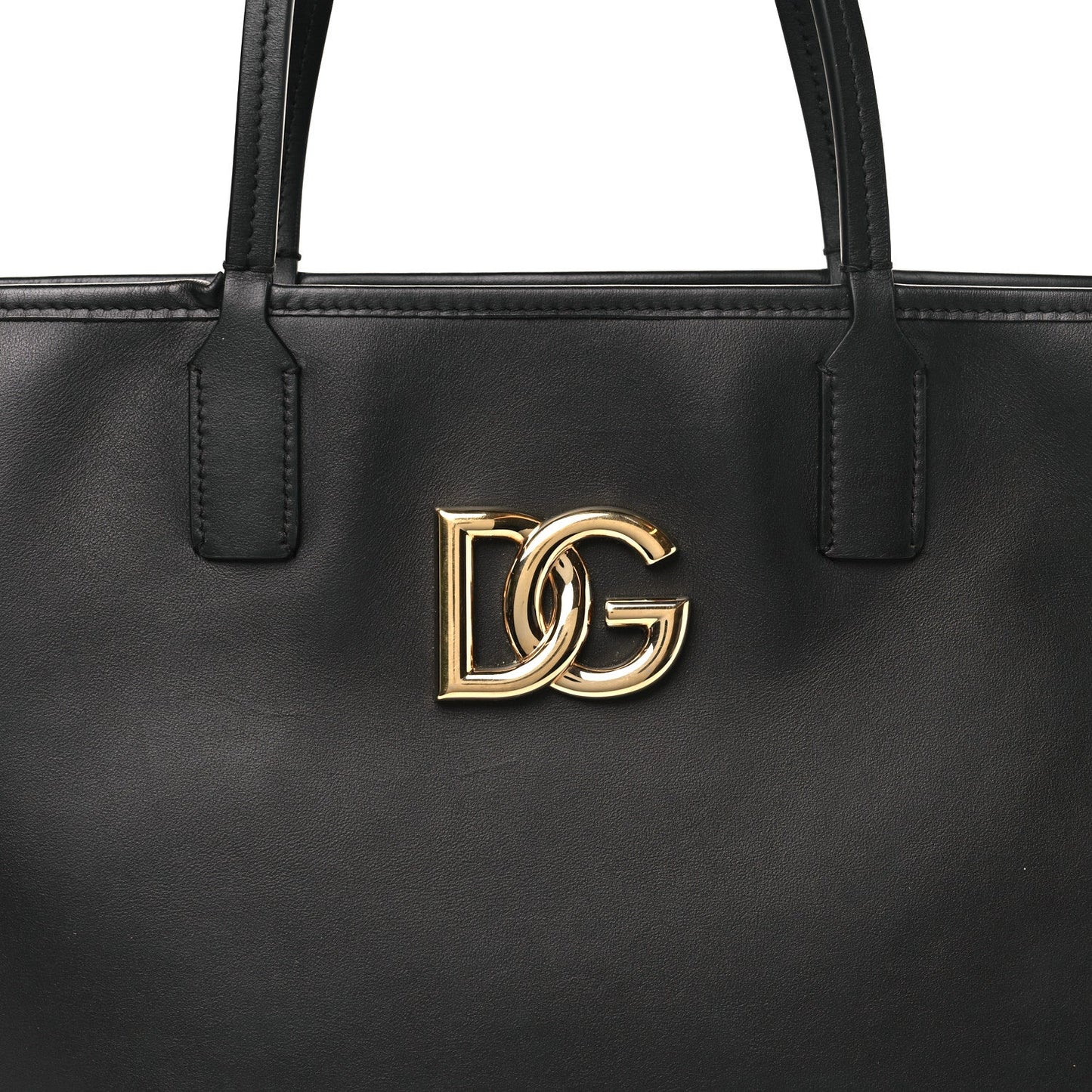 DOLCE GABBANA Calfskin Medium Fefe Tote Black