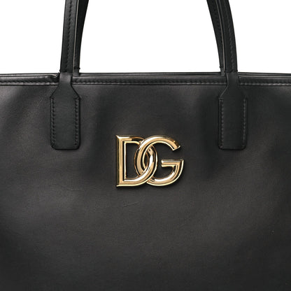 DOLCE GABBANA Calfskin Medium Fefe Tote Black