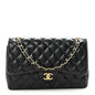 Lambskin Quilted Jumbo Double Flap Black