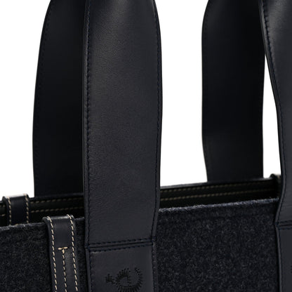 Felt Shiny Calfskin Medium Woody Ribbon Tote Obscure Navy