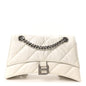 Crushed Calfskin Quilted Small Crush Chain Bag Optic White