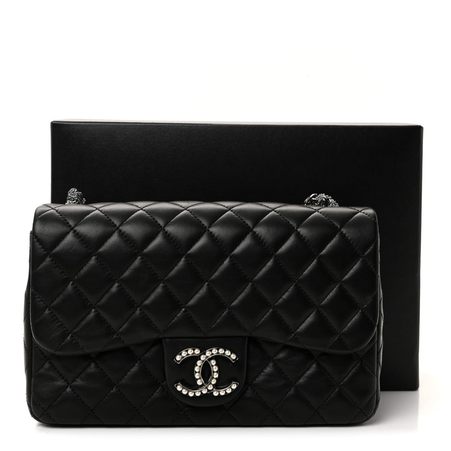 Lambskin Quilted Medium Westminster Pearl Flap Black