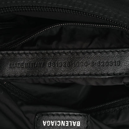 Recycled Sport Nylon Logo Embroidered Wheel Sling Bag Black White