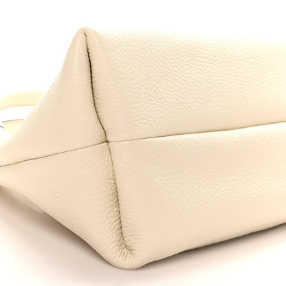 Grained Calfskin Softbit Medium Shoulder Bag White