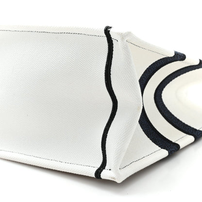 Canvas Embroidered Medium Miss Dior Graffiti Book Tote Navy White