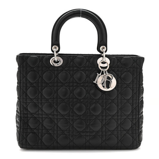 Lambskin Cannage Large Lady Dior Black