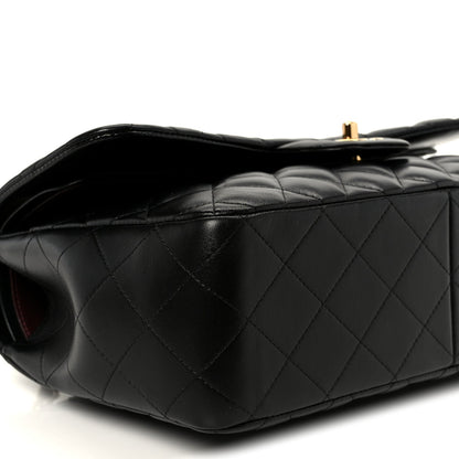Lambskin Quilted Jumbo Double Flap Black