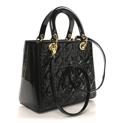Patent Cannage Medium Lady Dior Black