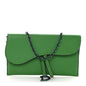 Goatskin Saddle Chain Wallet Pouch Bright Green