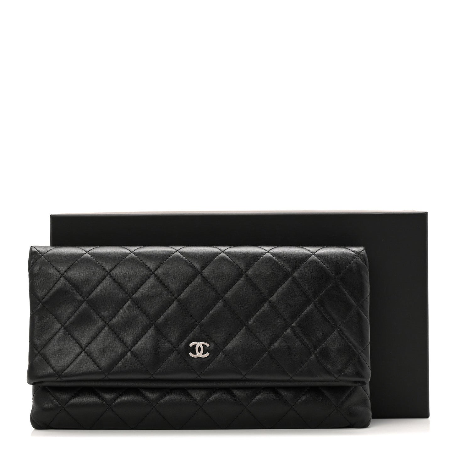 Lambskin Quilted CC Beauty Clutch Black