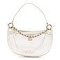 Mesh Shiny Lambskin Chain Hobo White