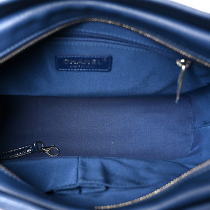 Patent Goatskin Quilted Medium Gabrielle Hobo Blue
