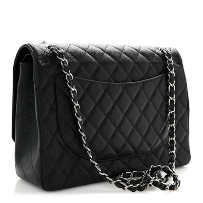 Caviar Quilted Maxi Double Flap Black