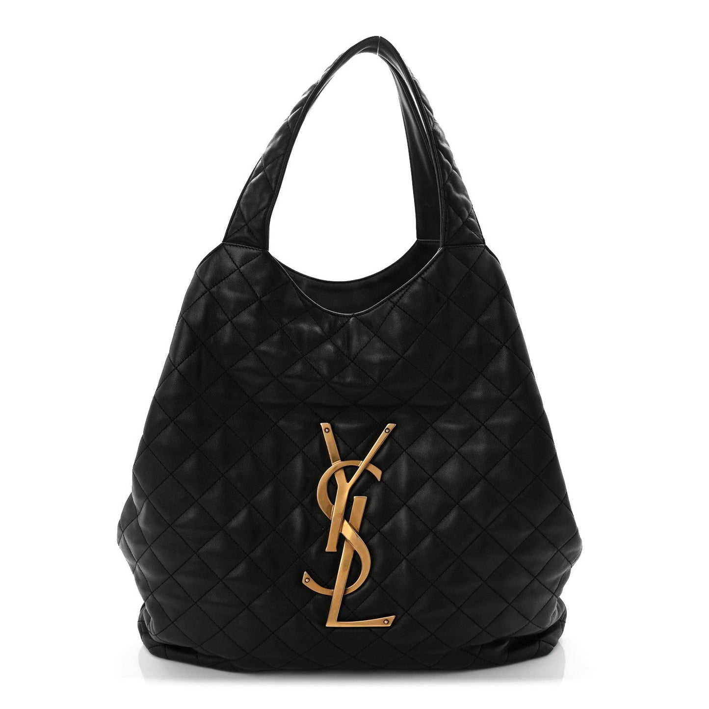 Lambskin Quilted Maxi Icare Shopping Tote Black