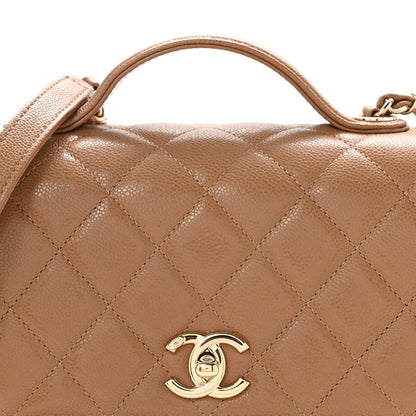 Caviar Quilted Medium Business Affinity Flap Beige