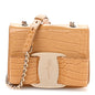 Crocodile Mini Vara Bow Crossbody Bag Beige