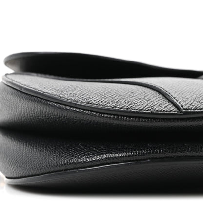 Grained Calfskin Saddle Bag Black