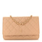 Caviar Quilted Wallet on Chain WOC Beige
