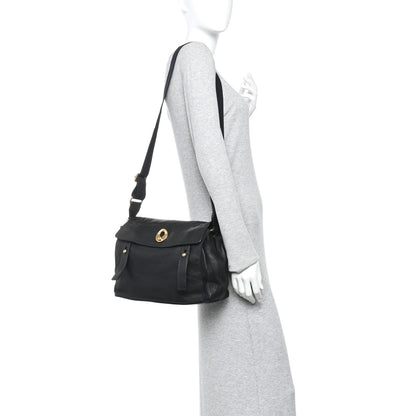 Calfskin Muse Two Messenger Black