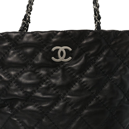 Calfskin Contrast Stitch Tote Black