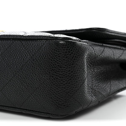 Caviar Quilted Medium Double Flap Black