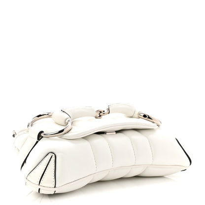 Nappa Vertical Matelasse Small Maxi Horsebit Chain Shoulder Bag Great White