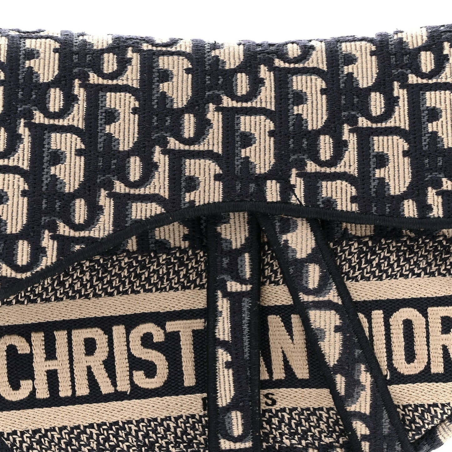 Oblique Embroidered Saddle Bag Blue