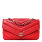Caviar Chevron Quilted Single Flap Red