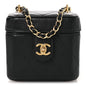 Lambskin Quilted Vanity Clutch With Chain Black