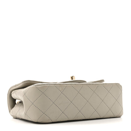 Lambskin Quilted Mini Rectangular Flap Grey