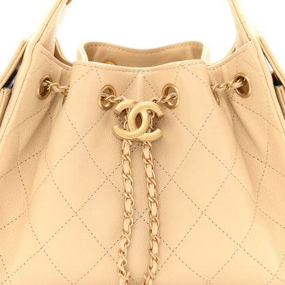 Caviar Quilted Mini Chanel 25 Handbag Beige