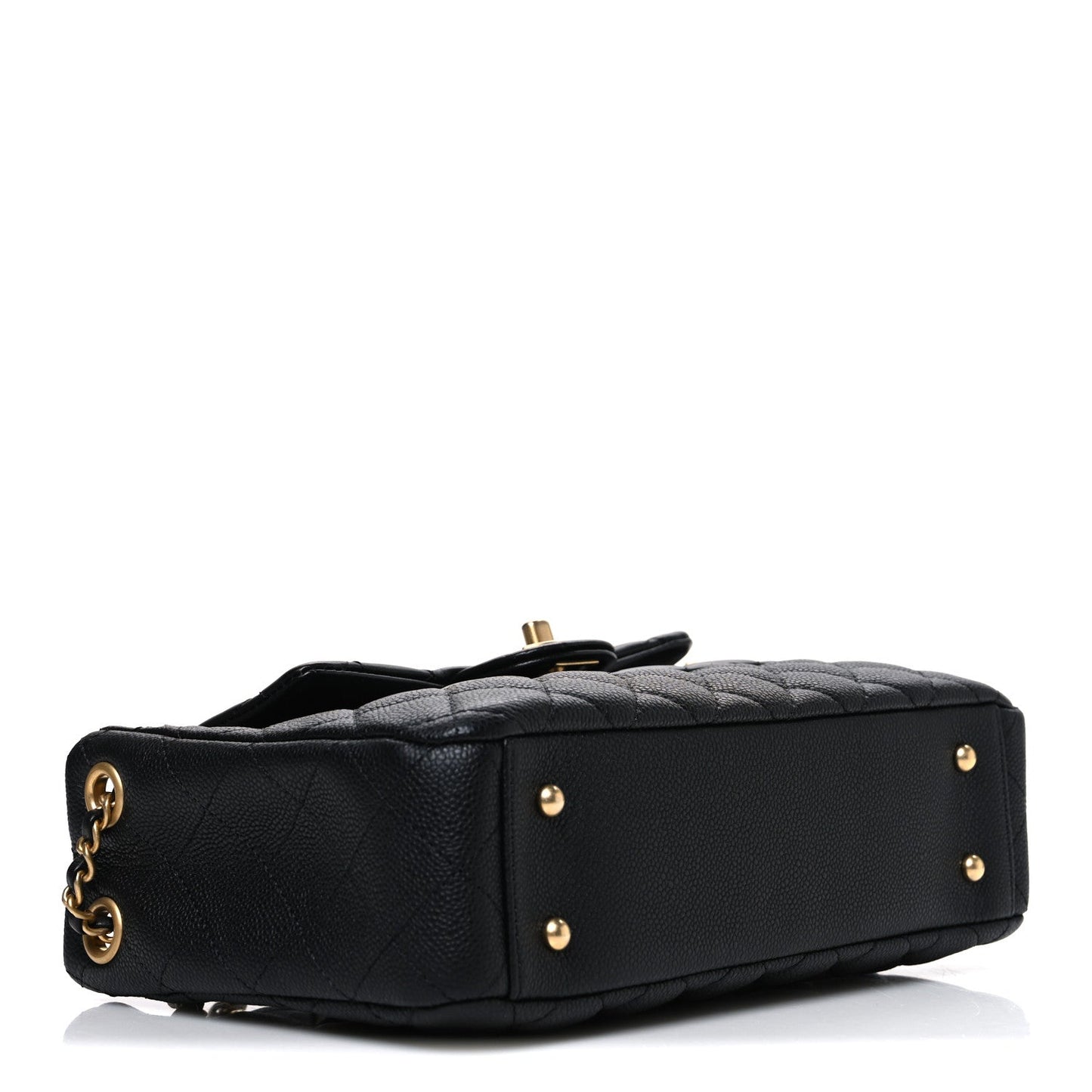 Caviar Calfskin Quilted Small Top Handle Flap Black