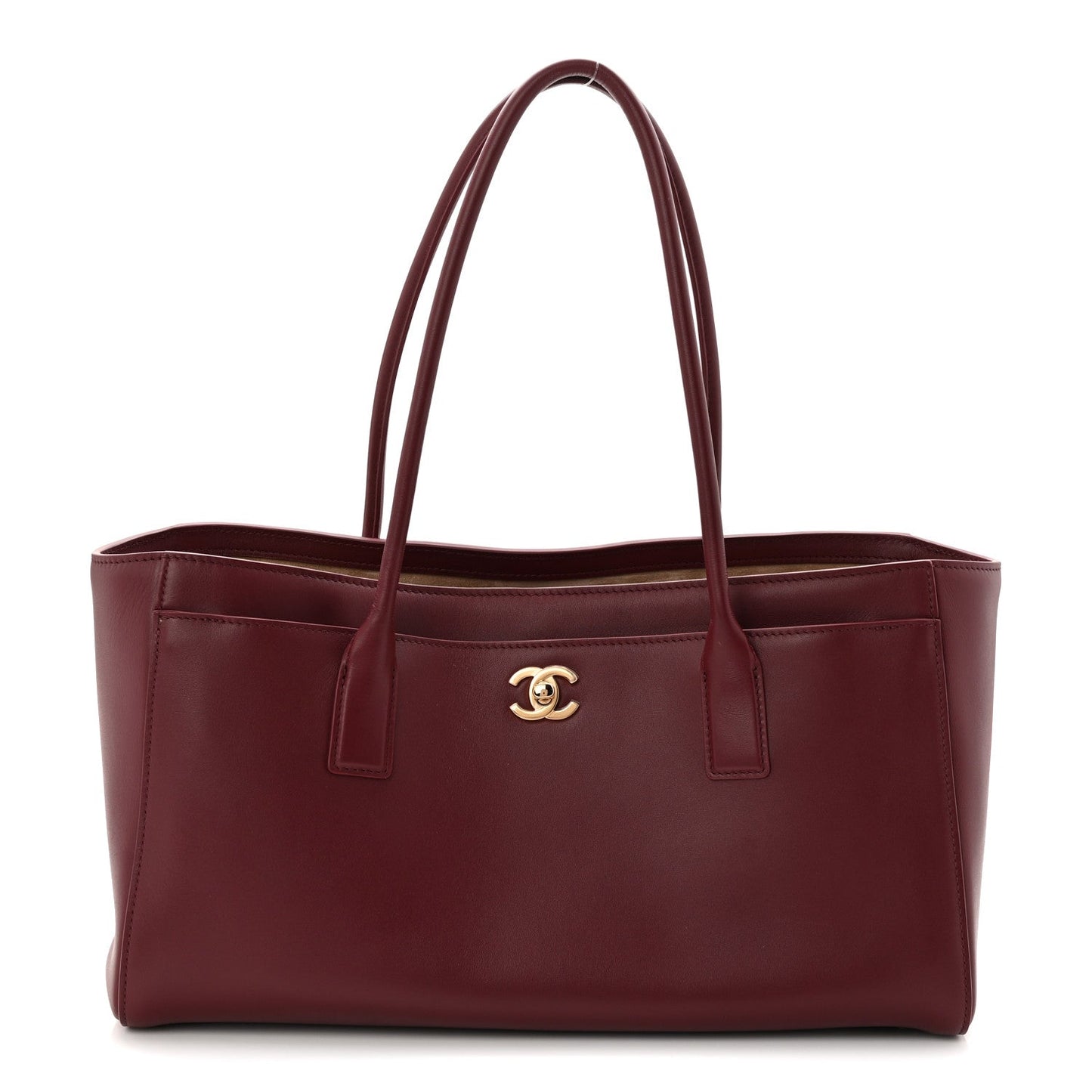 Calfskin Archetype Small Shopping Tote Dark Burgundy