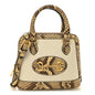 Snakeskin Boarded Plutone Calfskin Mini Horsebit 1955 Top Handle Bag White Multicolor