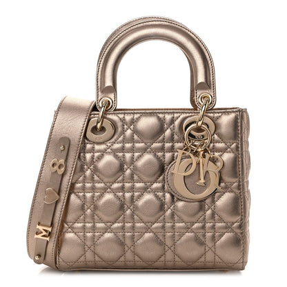 Metallic Lambskin Cannage Small My ABCDior Lady Dior Gold