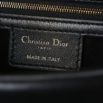 Calfskin Cannage Small Dior Jolie Top Handle Black